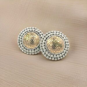John Hardy Estate Clip on Earrings Silver 18k Yellow Gold JH97